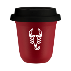 Cup 80 ml RED "Scorpio (white)", with black lid