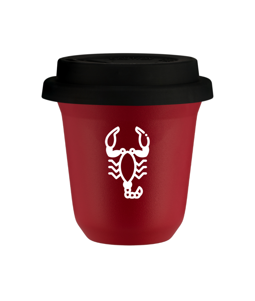 Cup 80 ml RED "Scorpio (white)", with black lid