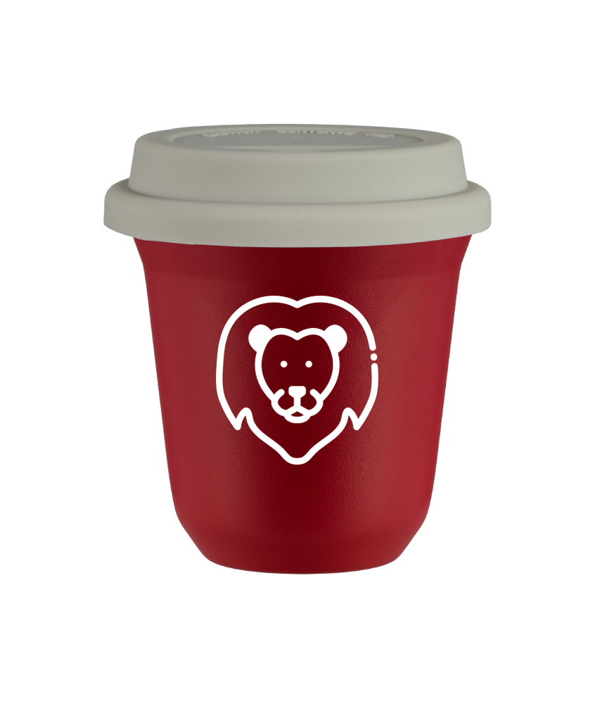 Cup 80 ml RED "Leo (white)", with white lid