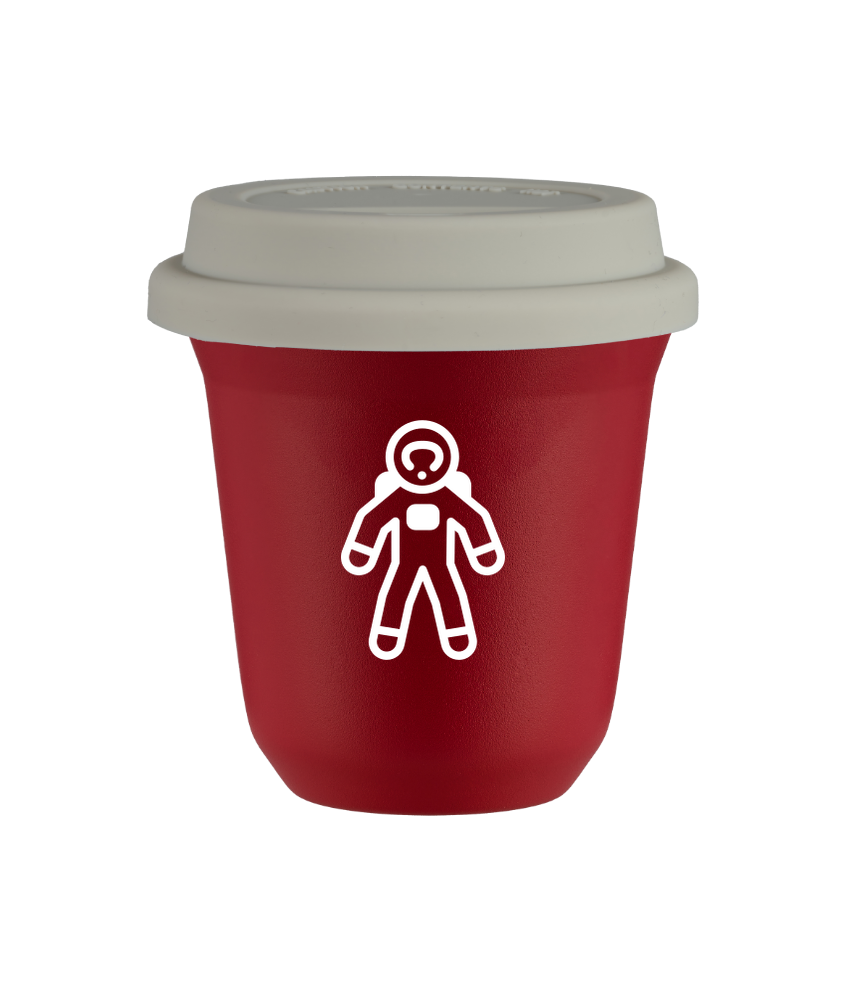 Cup 80 ml RED "Astronaut (white)", with white lid