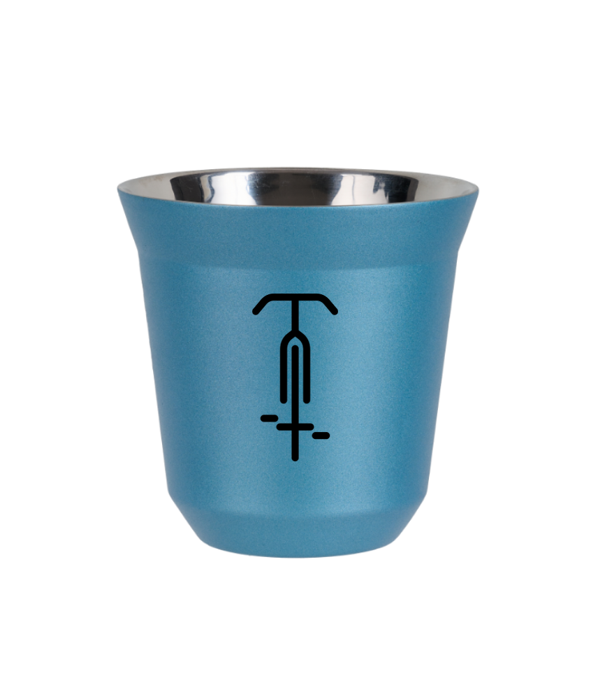 Kubek 80 ml BŁĘKITNY METALIC "Kolarstwo 1 (czarny)"