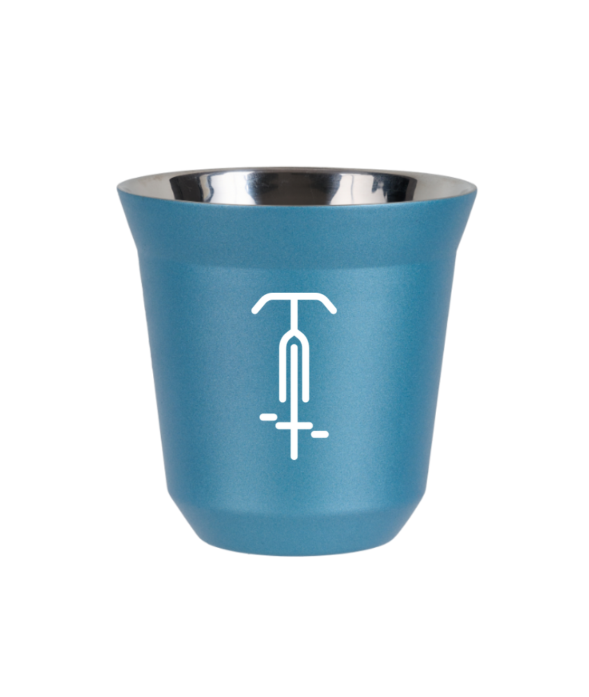 Kubek 80 ml BŁĘKITNY METALIC "Kolarstwo 1 (biały)"