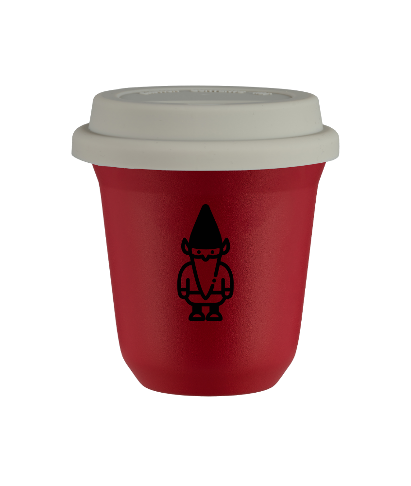 Cup 80 ml RED "Dwarf 2", with white lid