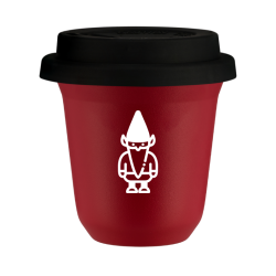 Cup 80 ml RED "Dwarf 2 (white)", with black lid