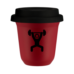 Cup 80 ml RED "Strongman 1", with black lid
