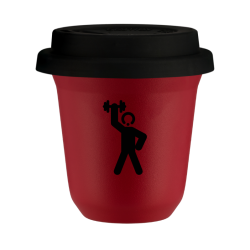 Cup 80 ml RED "Strongman 2", with black lid