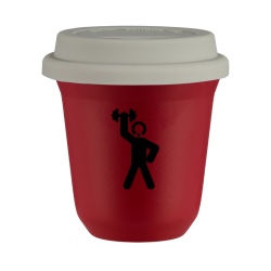 Cup 80 ml RED "Strongman 2", with white lid