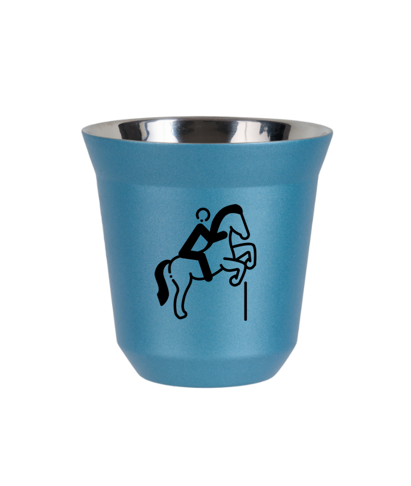 Kubek 80 ml BŁĘKITNY METALIC "Jeździectwo 1"