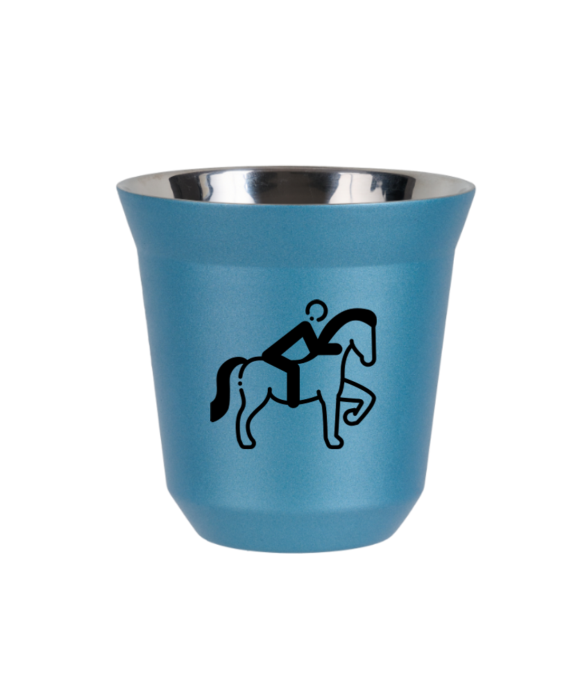 Kubek 80 ml BŁĘKITNY METALIC "Jeździectwo 2"