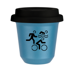 Cup 80 ml METALLIC LIGHT BLUE "Sports", with black lid