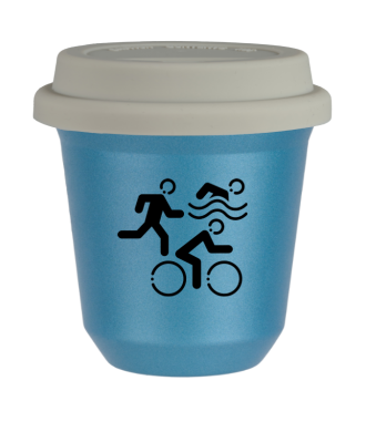 Kubek 80 ml BŁĘKITNY METALIC "Sporty (czarny)", z białą pokrywką Kubek 80 ml BŁĘKITNY METALIC "Sporty (czarny)", z białą pokrywką