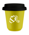 Kubek canary yellow 80 ml, WODNIK (bialy) z pokrywka czarna kubek termiczny na kawe | 70,00 zł
