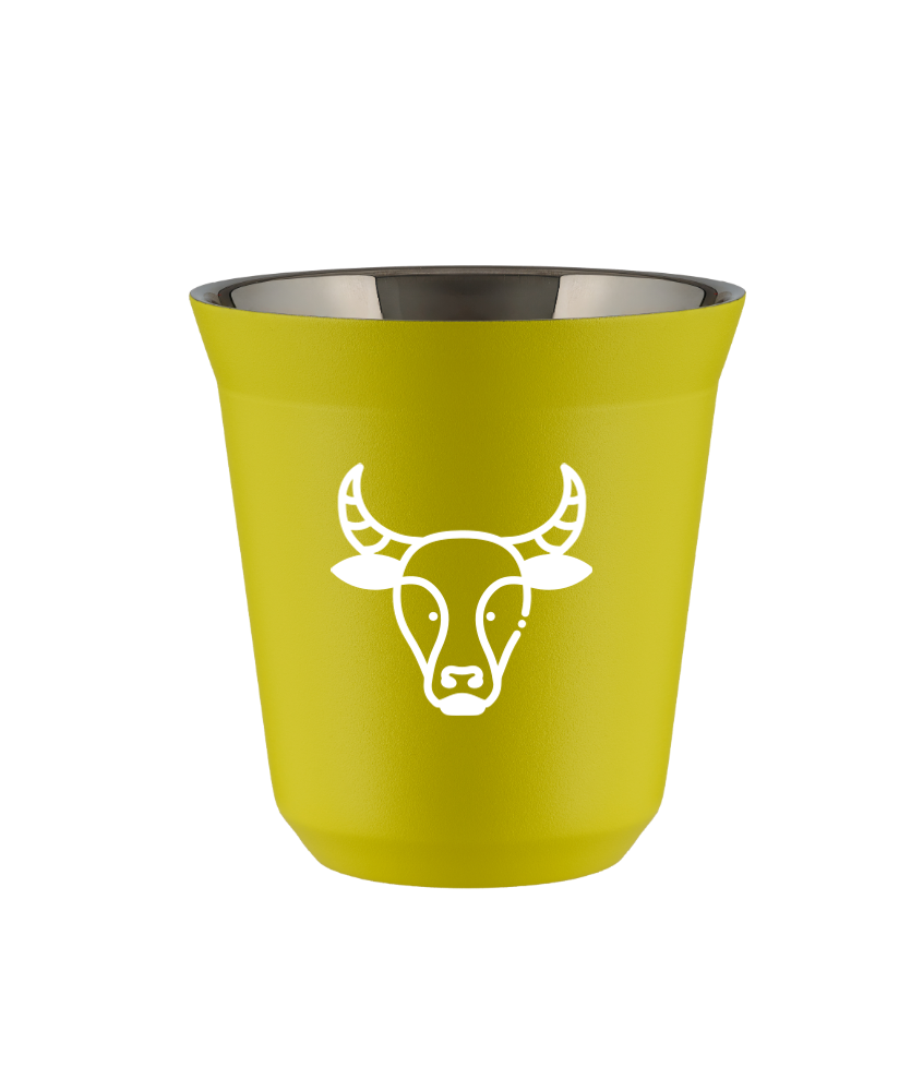 Kubek 80 ml ŻÓŁTY "Byk (biały)"