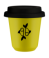 Kubek canary yellow 80 ml, RYBY (czarny) z pokrywka czarna kubek termiczny na kawe | 70,00 zł