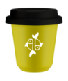Kubek canary yellow 80 ml, RYBY (bialy) z pokrywka czarna kubek termiczny na kawe | 70,00 zł