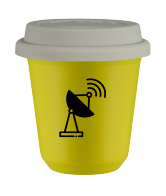 Kubek 80 ml ŻÓŁTY "Antena", z białą pokrywką Kubek 80 ml ŻÓŁTY "Antena", z białą pokrywką