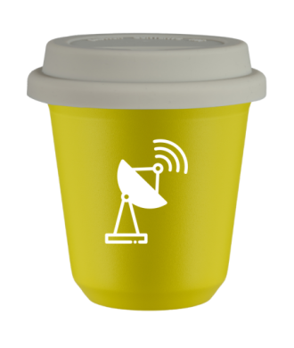 Kubek 80 ml ŻÓŁTY "Antena (biały)", z białą pokrywką Kubek 80 ml ŻÓŁTY "Antena (biały)", z białą pokrywką