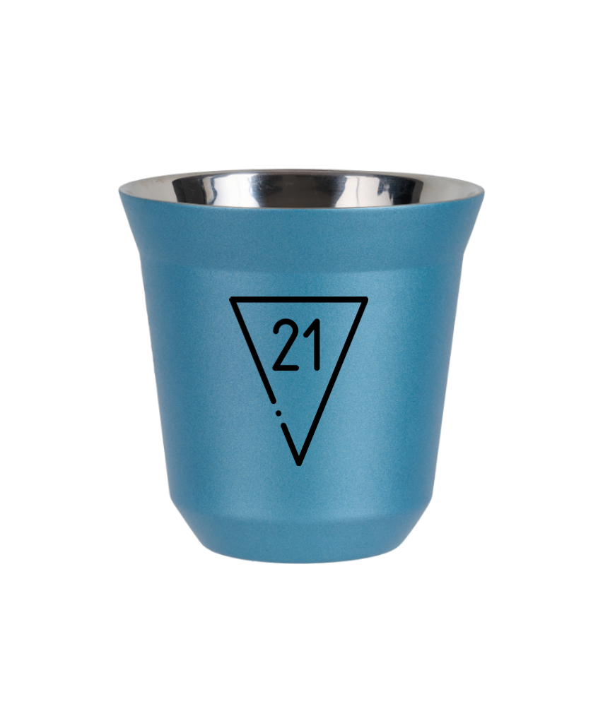 Kubek 80 ml BŁĘKITNY METALIC "21 (czarny)"
