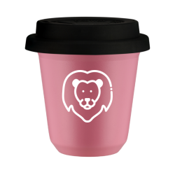 Cup 80 ml PINK "Leo (white)", with black lid