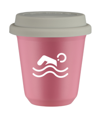 Kubek hot pink 80 ml, PLYWAK (bialy) z pokrywka biala