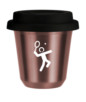 R?owy kubek zloto 80 ml, TENIS 2 (bialy) z pokrywka czarna