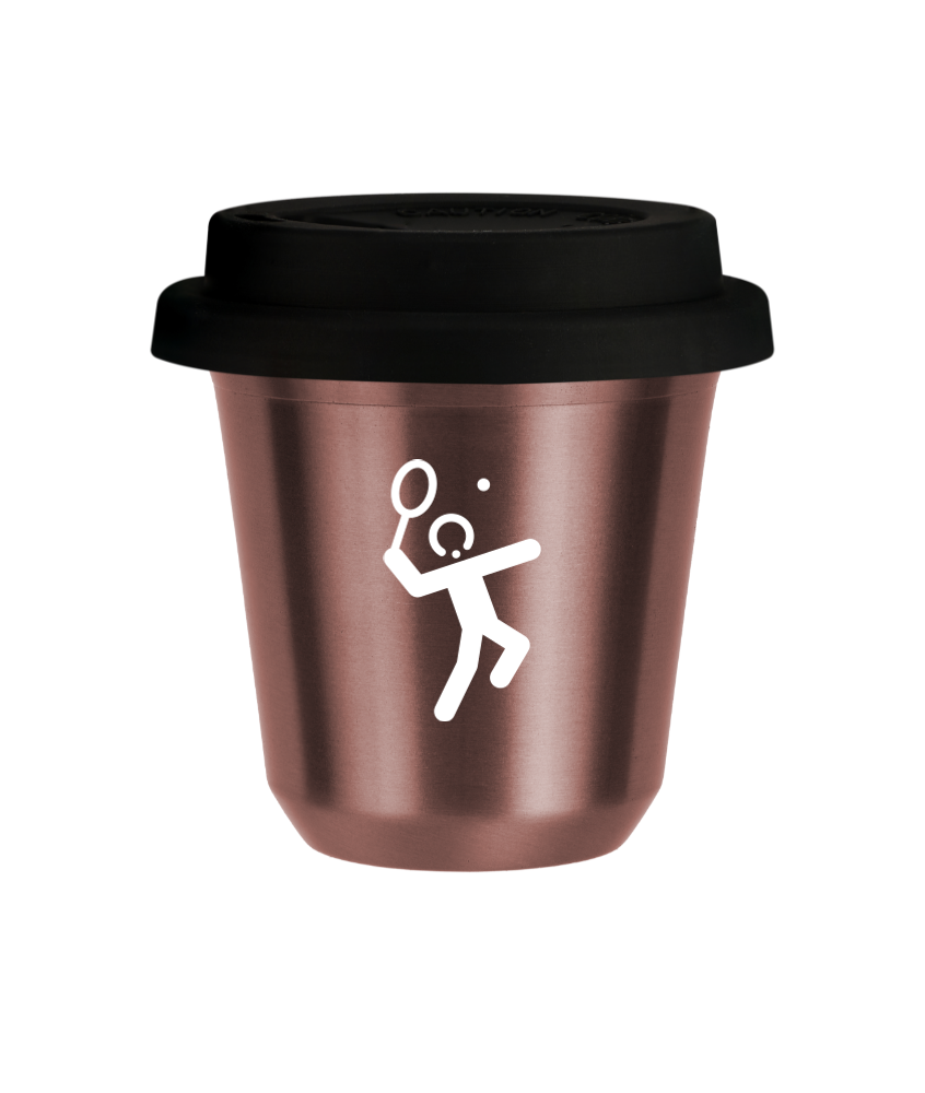 Cup 80 ml ROSE GOLD "Tennis 2 (white)", with black lid