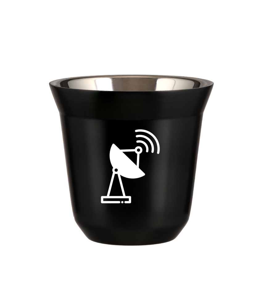Kubek 150 ml CZARNY "Antena (biały)"