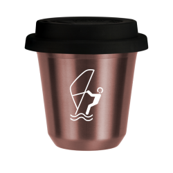 Cup 80 ml ROSE GOLD "Water sports (white)", with black lid