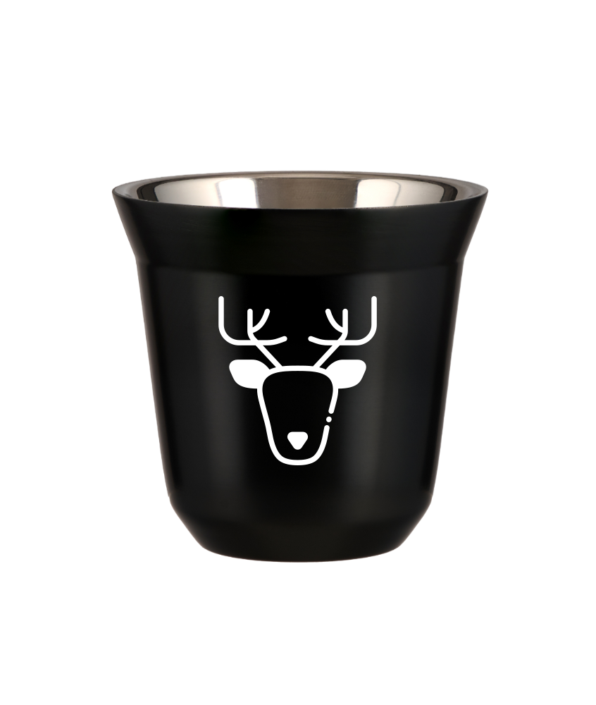 Kubek 150 ml CZARNY "Renifer (biały)"