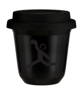 Kubek 150 ml CZARNY "Rzut dyskiem (czarny)", z czarną pokrywką Kubek 150 ml CZARNY "Rzut dyskiem (czarny)", z czarną pokrywką
