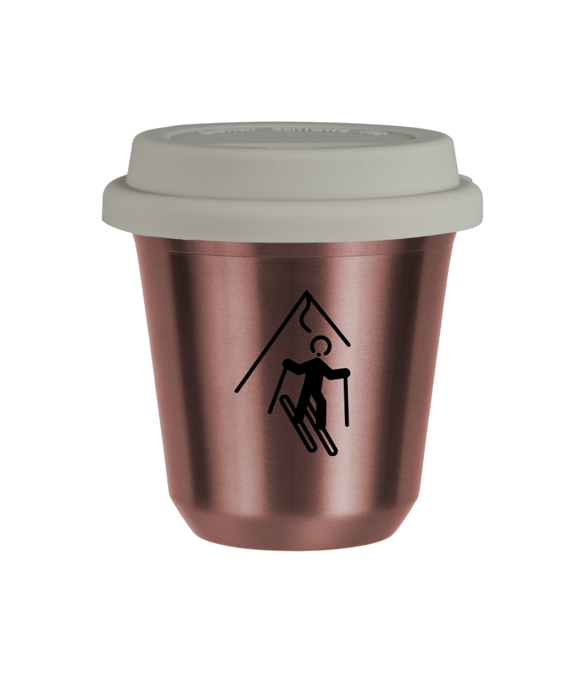 Cup 80 ml ROSE GOLD "Skiing", with white lid