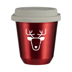 Cup 150 ml METALLIC RED "Reindeer (white)", with white lid