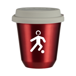 Cup 150 ml METALLIC RED "Football (white)", with white lid