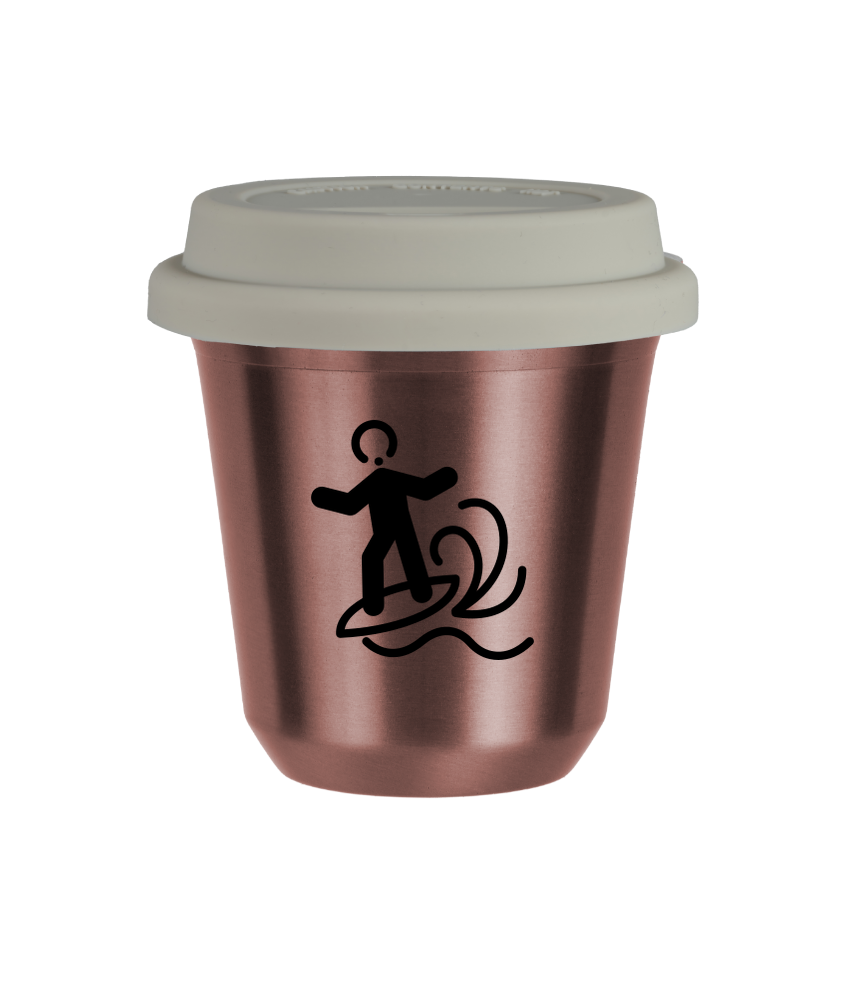 Cup 80 ml ROSE GOLD "Windsurfing (black)", with white lid