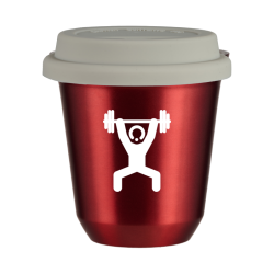 Cup 150 ml METALLIC RED "Strongman 1 (white)", with white lid
