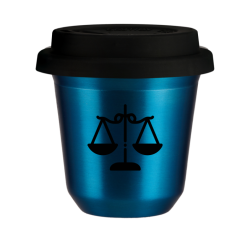 Cup 150 ml METALLIC BLUE "Libra", with black lid