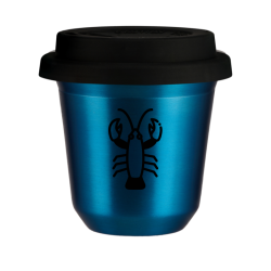 Cup 150 ml METALLIC BLUE "Cancer", with black lid
