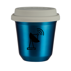 Cup 150 ml METALLIC BLUE "Antenna (black)", with white lid