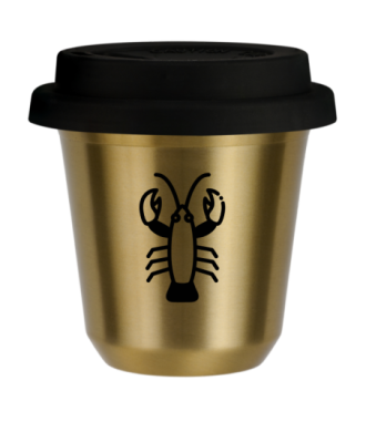 Kubek zloty 150 ml, RAK (czarny) z pokrywka czarna