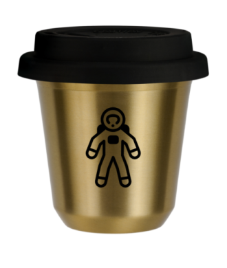 Kubek zloty 150 ml, ASTRONAUTA (czarny) z pokrywka czarna