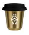Kubek zloty 150 ml, ASTRONAUTA (bialy) z pokrywka czarna kubek termiczny na kawe | 85,00 zł
