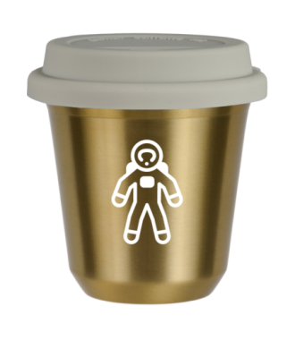 Kubek zloty 150 ml, ASTRONAUTA (bialy) z pokrywka biala