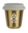 Kubek zloty 150 ml, ASTRONAUTA (bialy) z pokrywka biala kubek termiczny na kawe | 85,00 zł