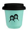 Kubek turkusowy 150 ml, BLIZNIETA (czarny) z pokrywka czarna kubek termiczny na kawe | 85,00 zł