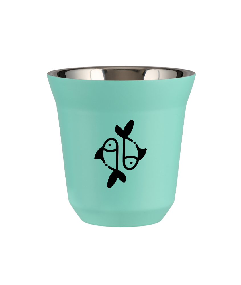 Kubek turkusowy 150 ml, RYBY kubek termiczny na kawe | 85,00 zł Kubek turkusowy 150 ml, RYBY kubek termiczny na kawe | 85,00 zł
