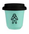 Kubek turkusowy 150 ml, ASTRONAUTA (czarny) z pokrywka czarna kubek termiczny na kawe | 85,00 zł