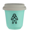 Kubek turkusowy 150 ml, ASTRONAUTA (czarny) z pokrywka biala kubek termiczny na kawe | 85,00 zł