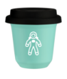 Kubek turkusowy 150 ml, ASTRONAUTA (bialy) z pokrywka czarna kubek termiczny na kawe | 85,00 zł