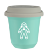 Kubek turkusowy 150 ml, ASTRONAUTA (bialy) z pokrywka biala kubek termiczny na kawe | 85,00 zł
