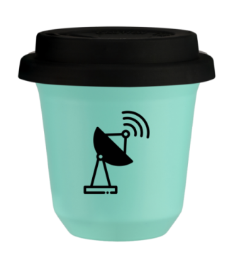 Kubek turkusowy 150 ml, ANTENA z pokrywka czarna